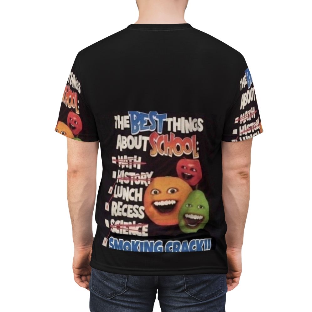 Funny orange cartoon character school-themed t-shirt - men back