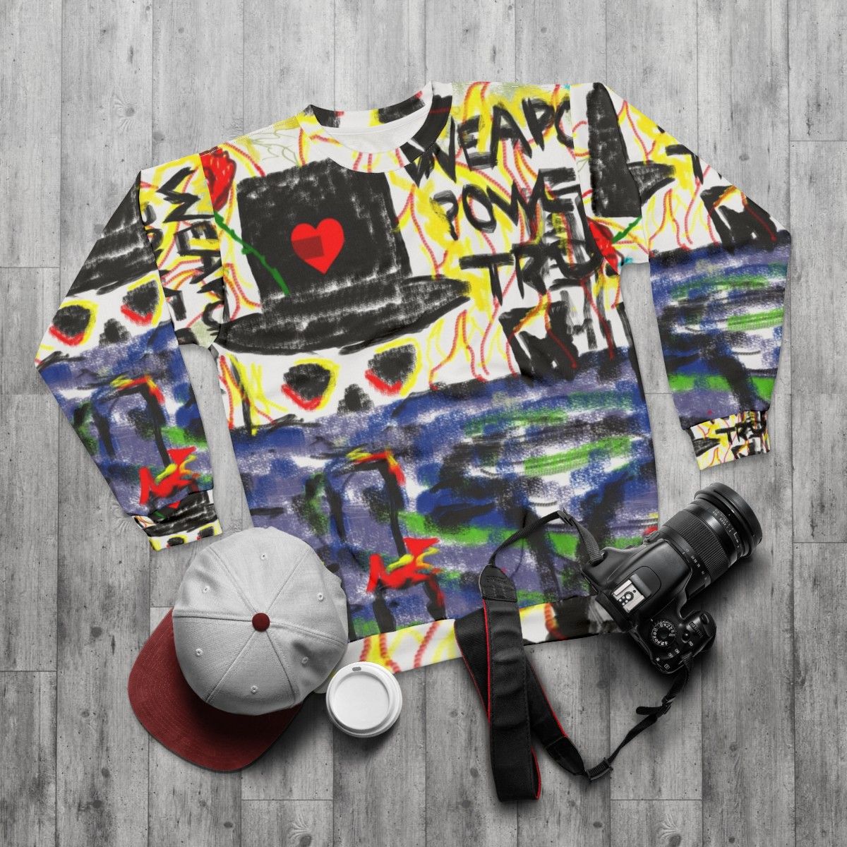 Conceptual artwork reggae sweatshirt - flat lay