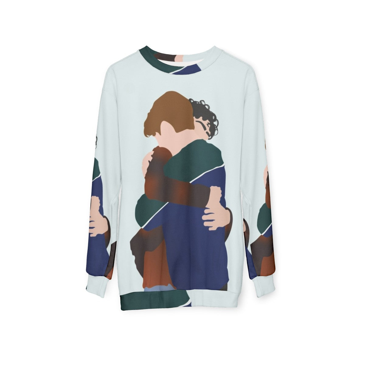 Heartstopper inspired sweatshirt featuring characters Nick Nelson and Charlie Spring hugging - hanging