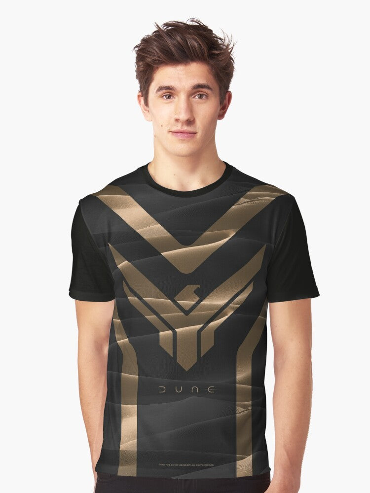 Dune Atreides graphic t-shirt featuring the House Atreides sigil from the Dune science fiction movie. - Men