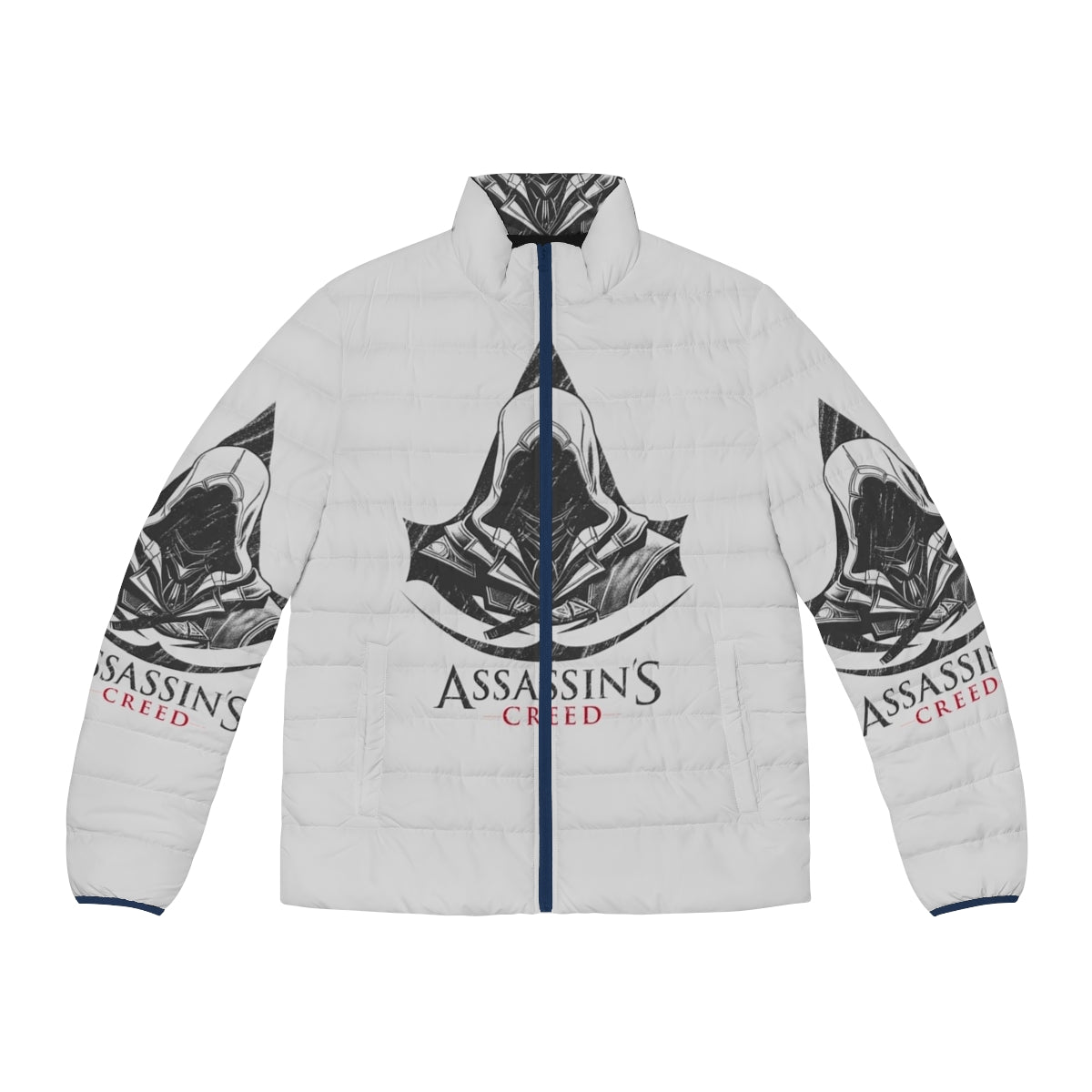 Assassins Creed character puffer jacket with logo design