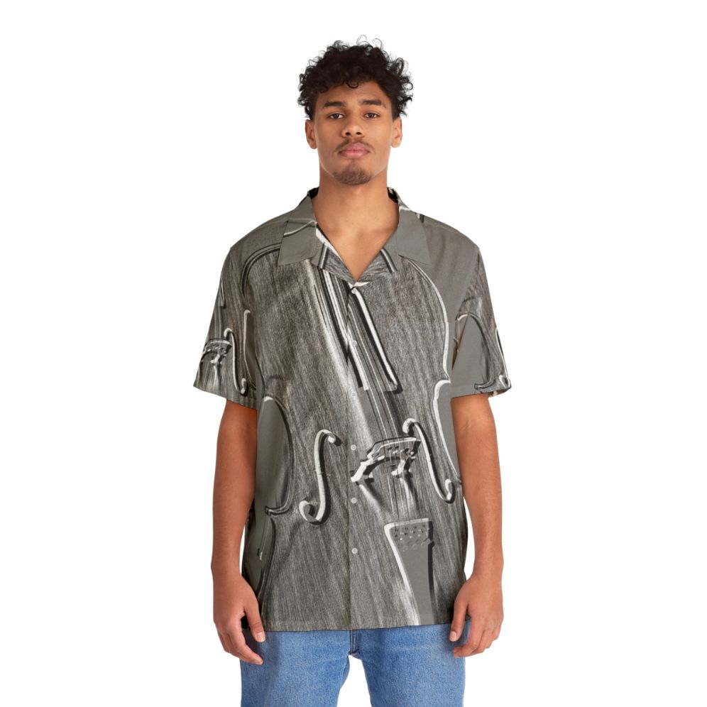 Cello Hawaiian Shirt with Musical Instrument Graphic Design - People Front