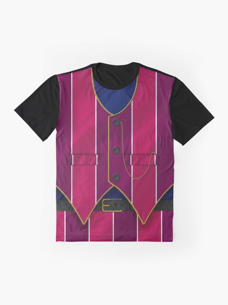 Lazytown Robbie Rotten 'We Are Number One' graphic design t-shirt - Flat lay