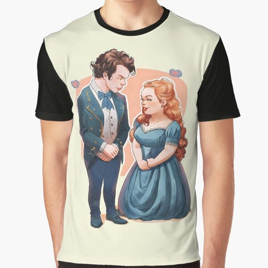 Bridgerton Polin Penelope and Colin Caricature Graphic T-Shirt