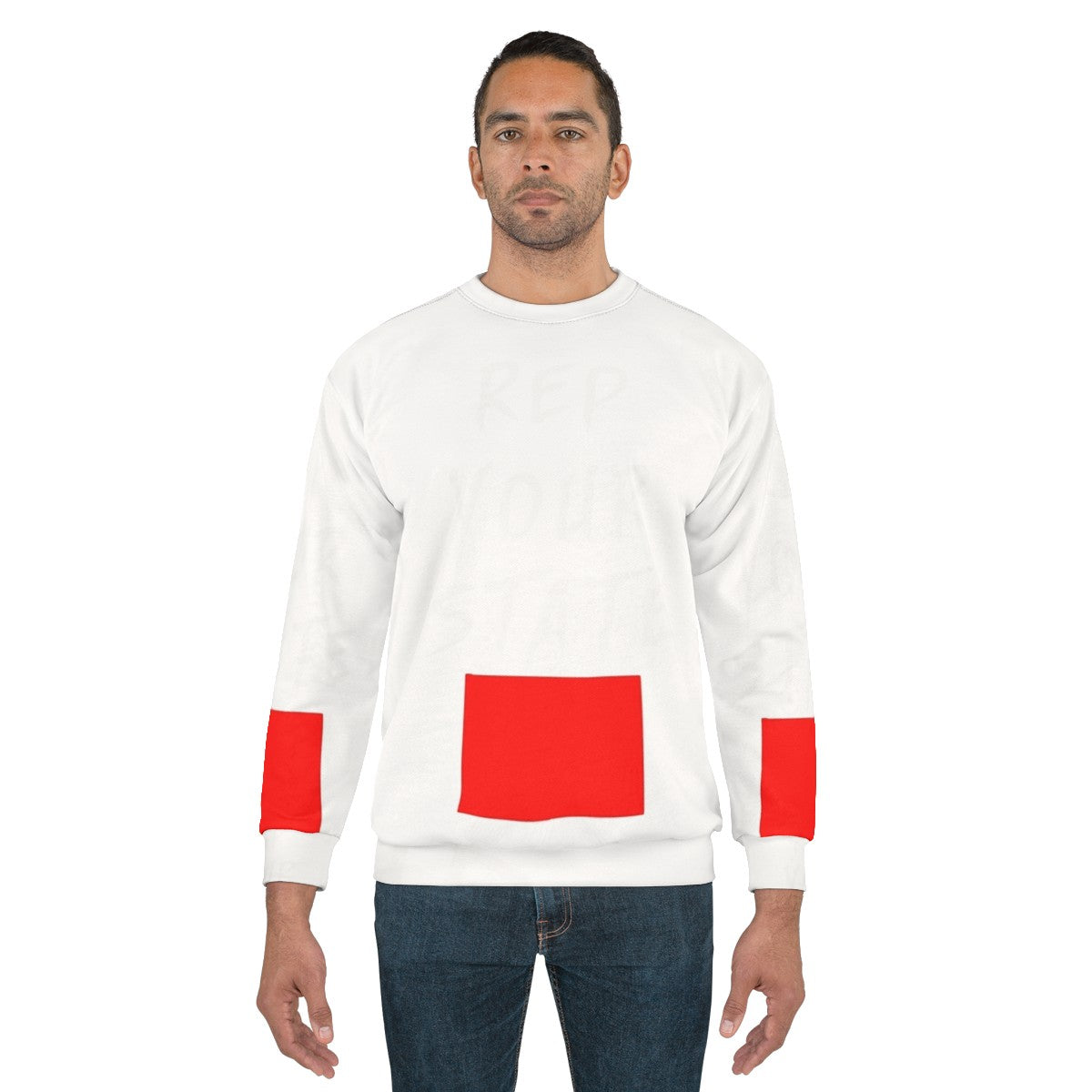 Wyoming state pride sweatshirt with state outline - men