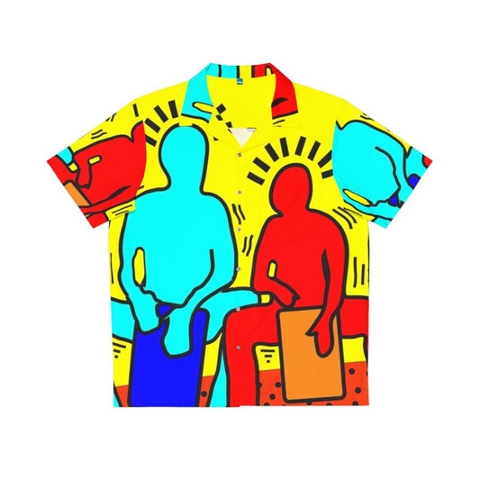 Colorful Hawaiian shirt featuring drumming and percussion motifs