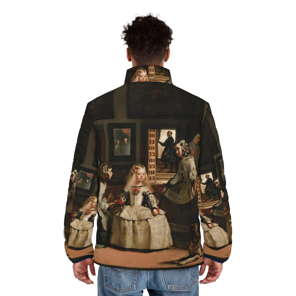 Las Meninas by Diego Velazquez baroque art reproduction puffer jacket - men back