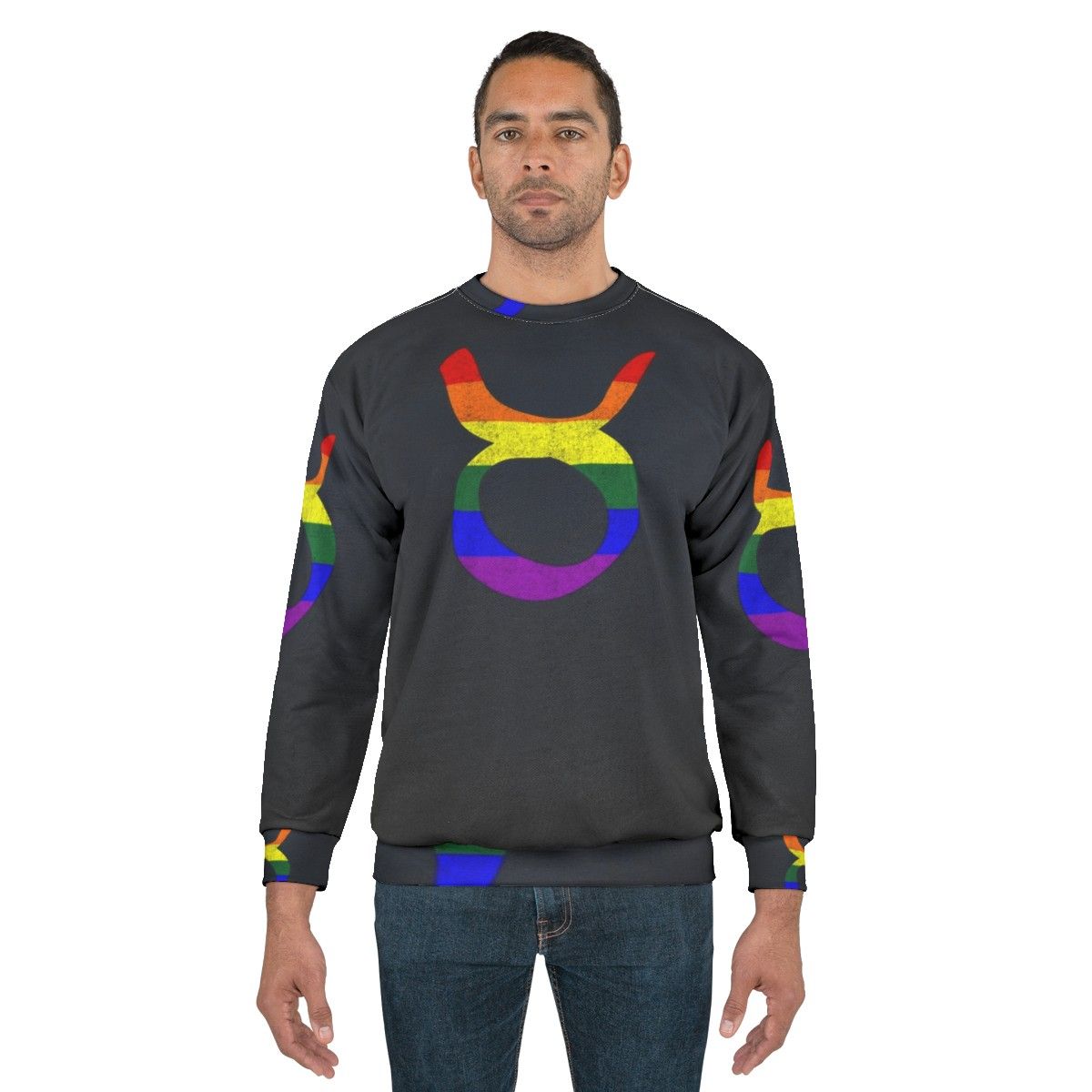 Taurus zodiac LGBTQ pride flag sweatshirt - men