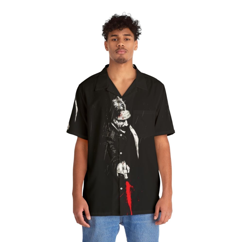 Baba Yaga John Wick Inspired Hawaiian Shirt in Red and Blood - People Front