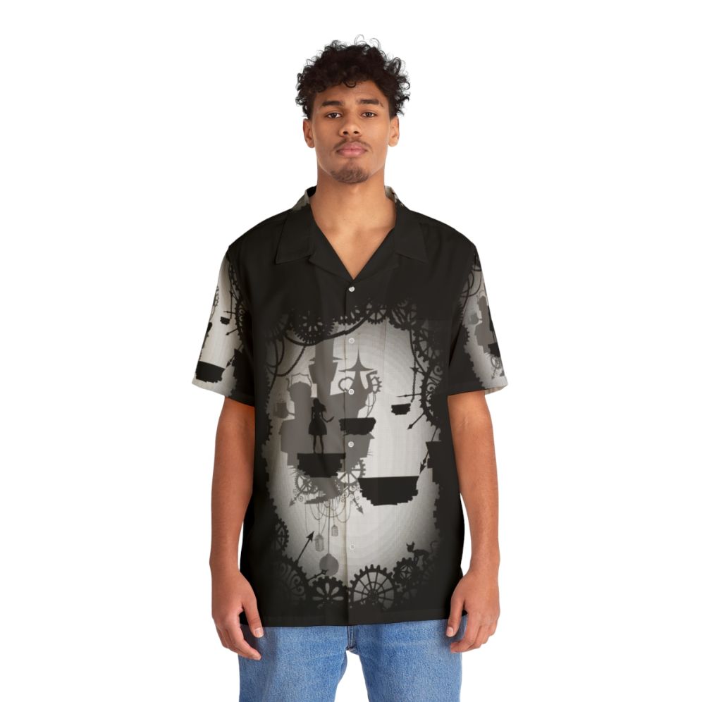 Dark Alice in Limbo Hawaiian Shirt with Cheshire Cat Print - People Front