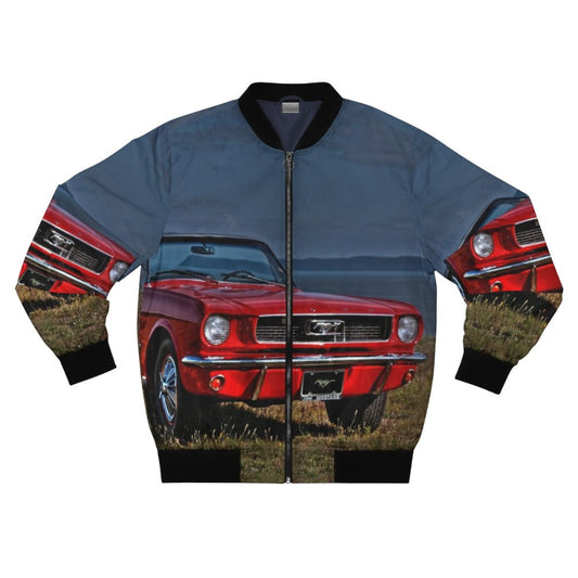 Classic Mustang Bomber Jacket with Ford Mustang Convertible Car Design