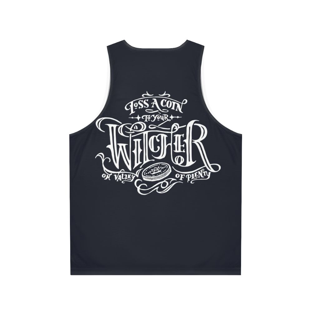 Toss A Coin To Your Witcher Unisex Black & White Tank Top - Back