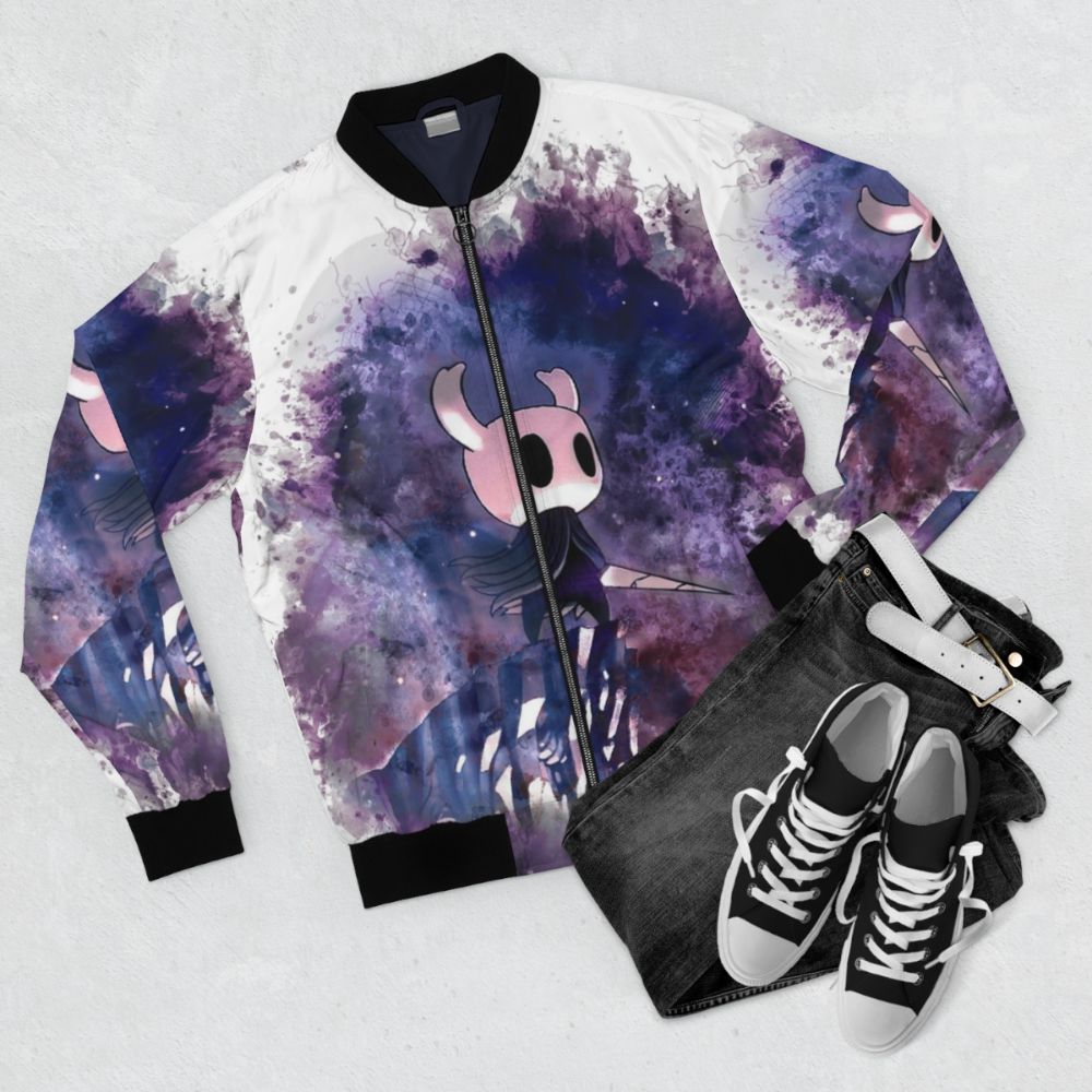 Hollow Knight video game inspired bomber jacket - Flat lay