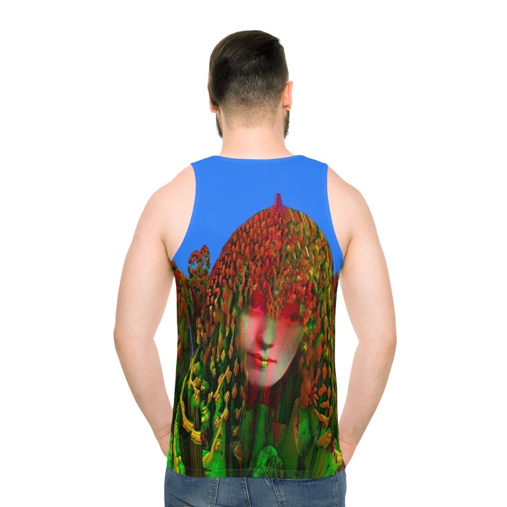 Dreadlock Holiday unisex tank top with abstract, psychedelic patterns - men back