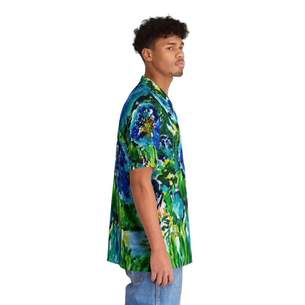 Blue poppies Hawaiian shirt with tropical floral print - People Pight