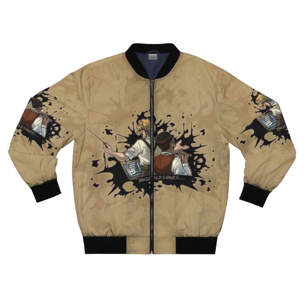 Vintage ink splatter design on a bomber jacket