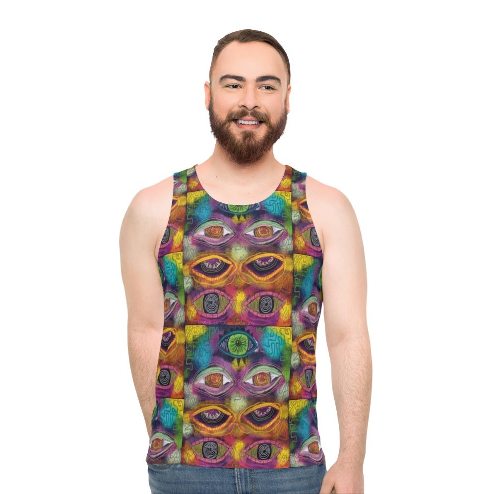 Trippy psychedelic unisex tank top - men