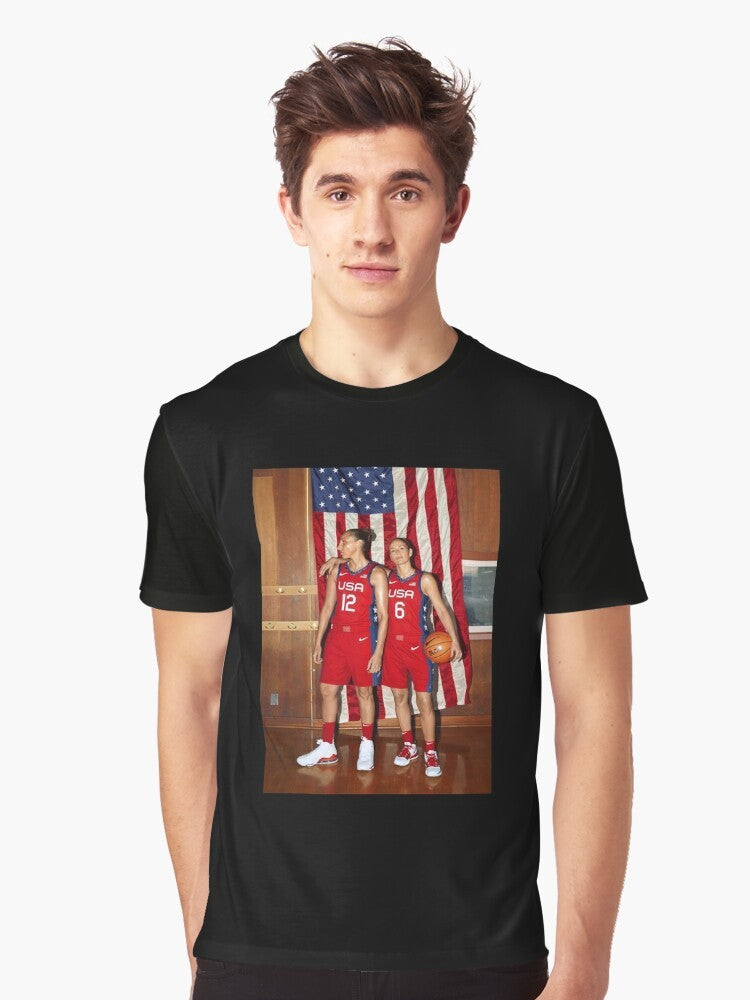 Team USA Basketball Graphic T-Shirt with images of Sue Bird and Diana Taurasi - Men