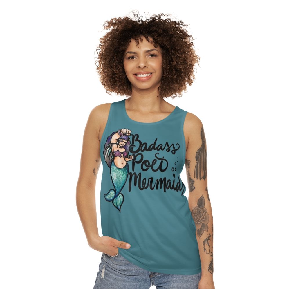 Badass poet mermaids unisex tank top - women