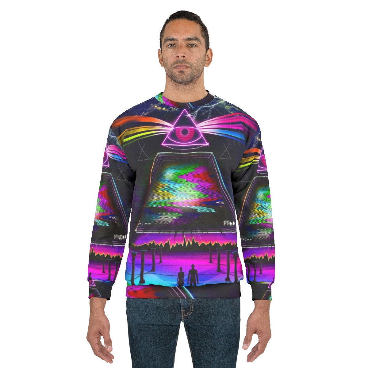 Retro synthwave futuristic space sweatshirt - men