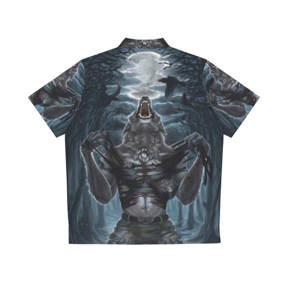 Werewolf ripping meme Hawaiian horror shirt - Back