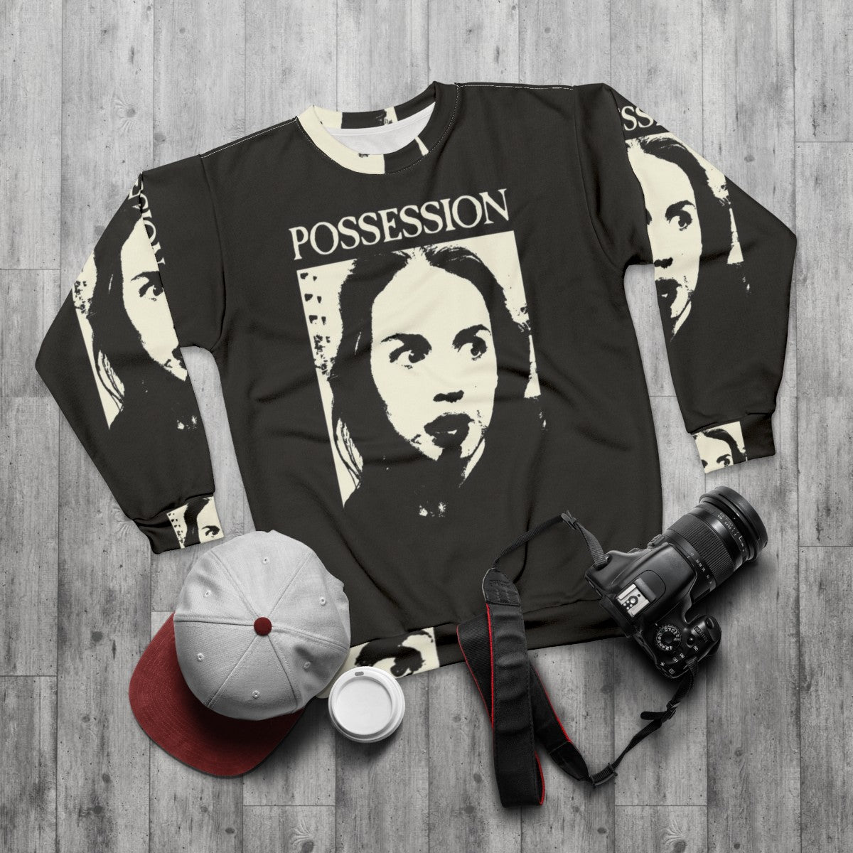 Possession Sweatshirt with Occult and Paranormal Design - flat lay