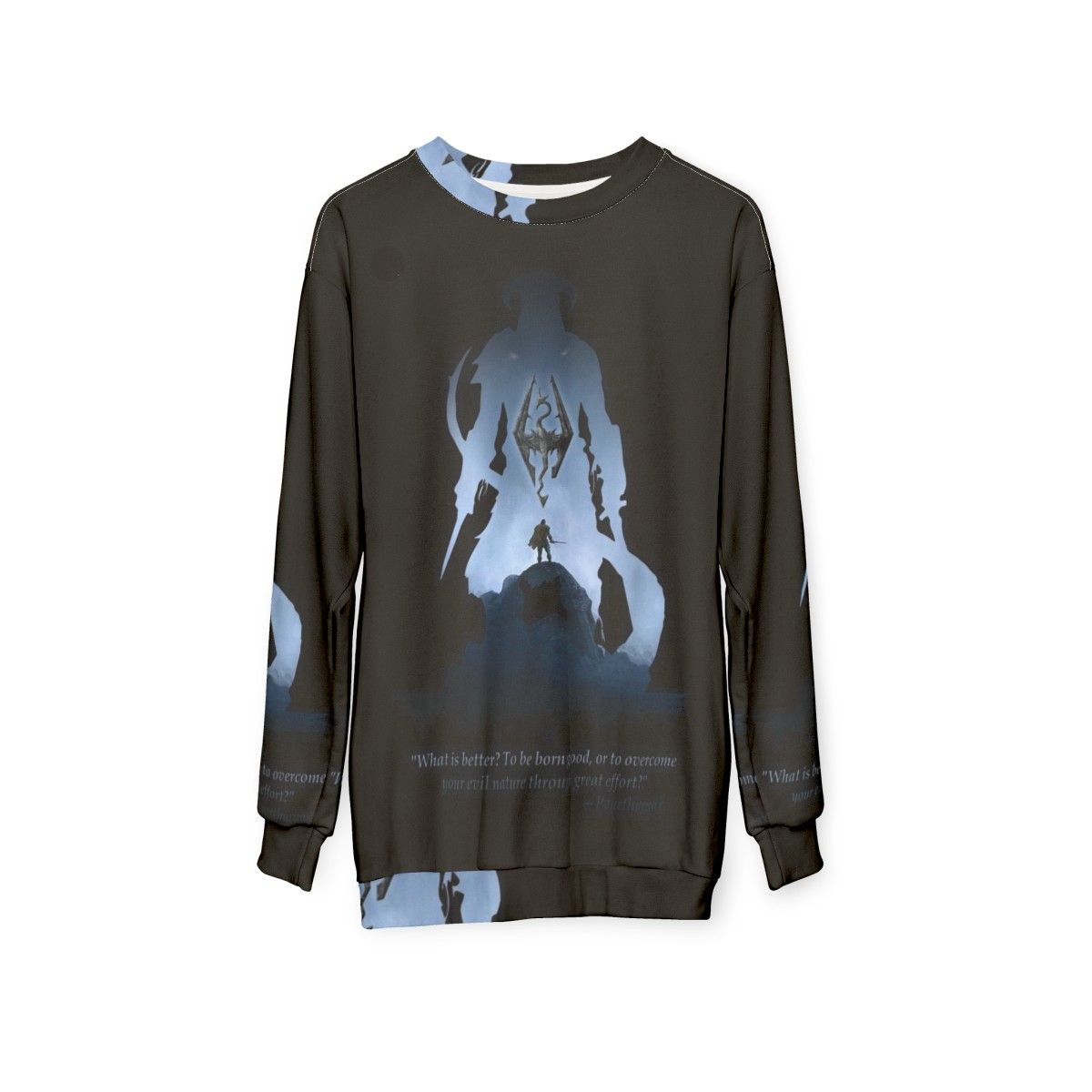 Dragonborn Sweatshirt featuring the iconic Skyrim logo and dragon - hanging