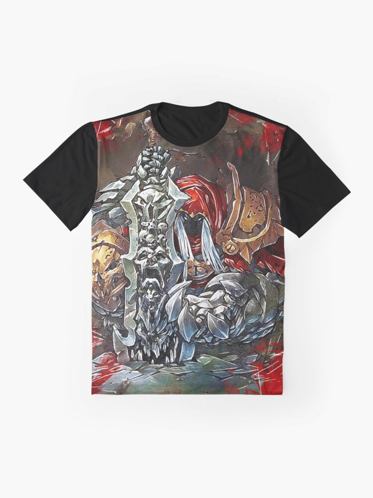 Darksiders War Chaoseater Graphic T-Shirt with Horsemen of the Apocalypse - Flat lay