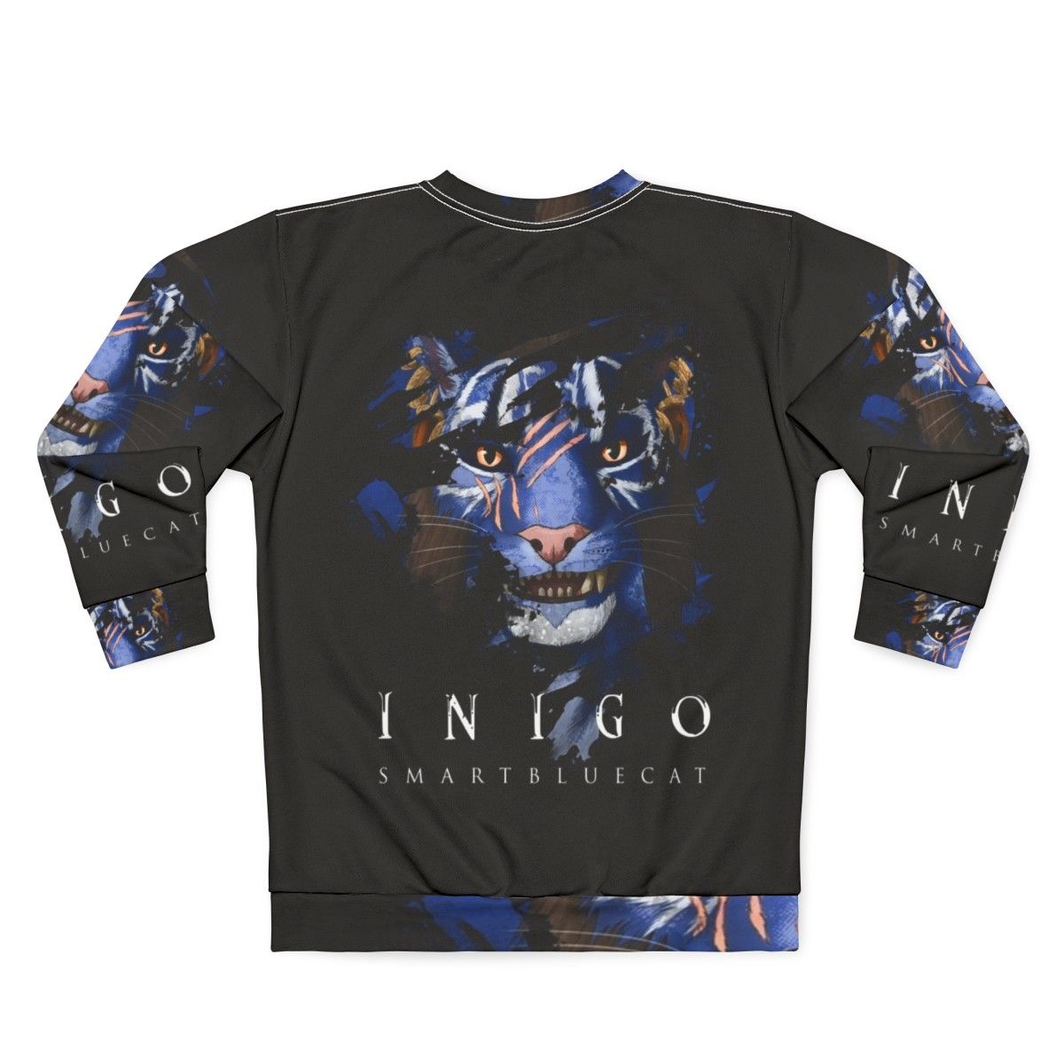 Inigo the Khajiit companion from Skyrim featured on a dark sweatshirt - Back