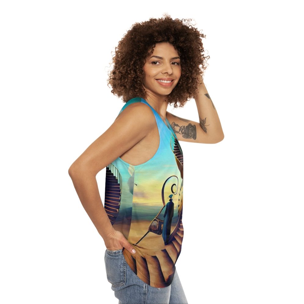 Unisex tank top featuring surrealist art by Salvador Dali - women side