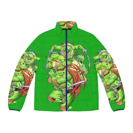 Teenage Mutant Ninja Turtles TMNT puffer jacket with Raphael, Leonardo, Donatello, and Michelangelo