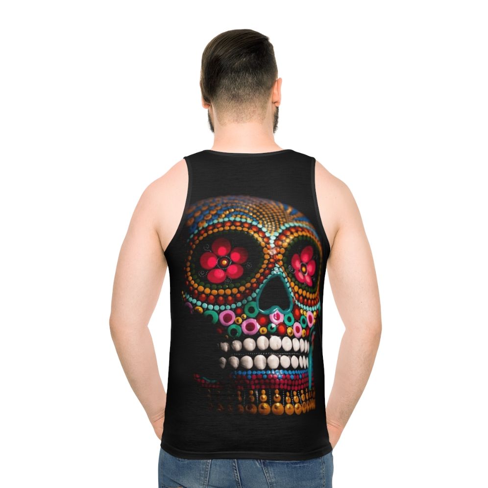 Unisex Day of the Dead Skull Print Tank Top - men back