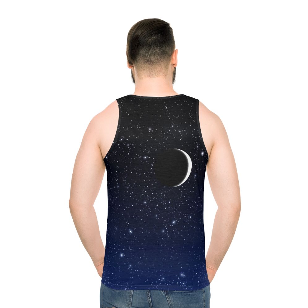 Starry night crescent moon unisex tank top - men back