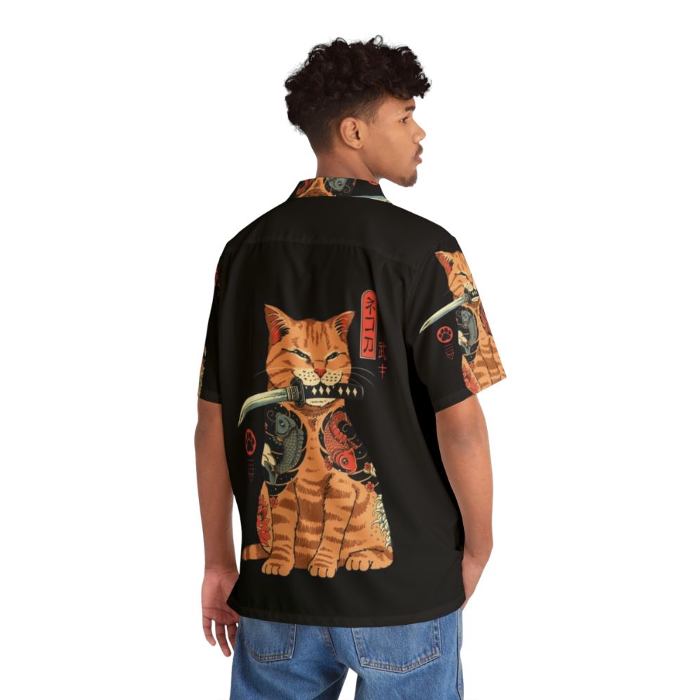 Catana Hawaiian Shirt with Samurai Cat Design - People Back