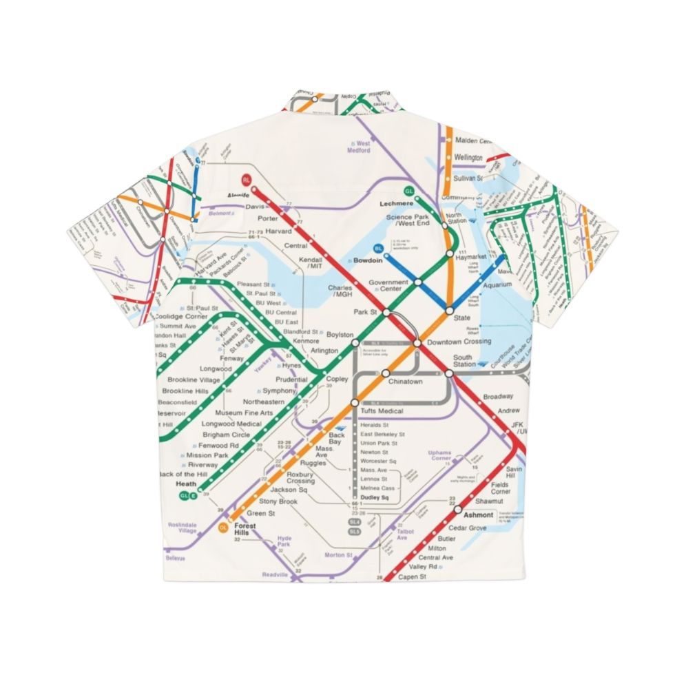 Boston area transportation map printed on a Hawaiian shirt - Back