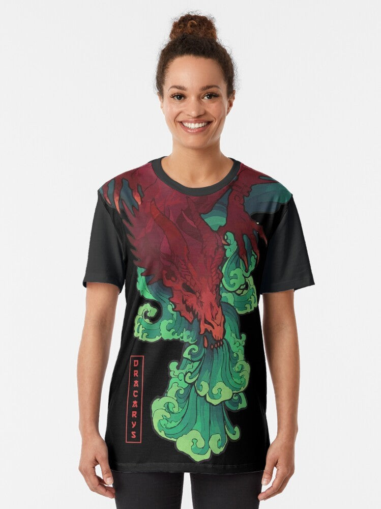 Japanese-style Dracarys graphic t-shirt featuring a dragon design for Game of Thrones fans - Women