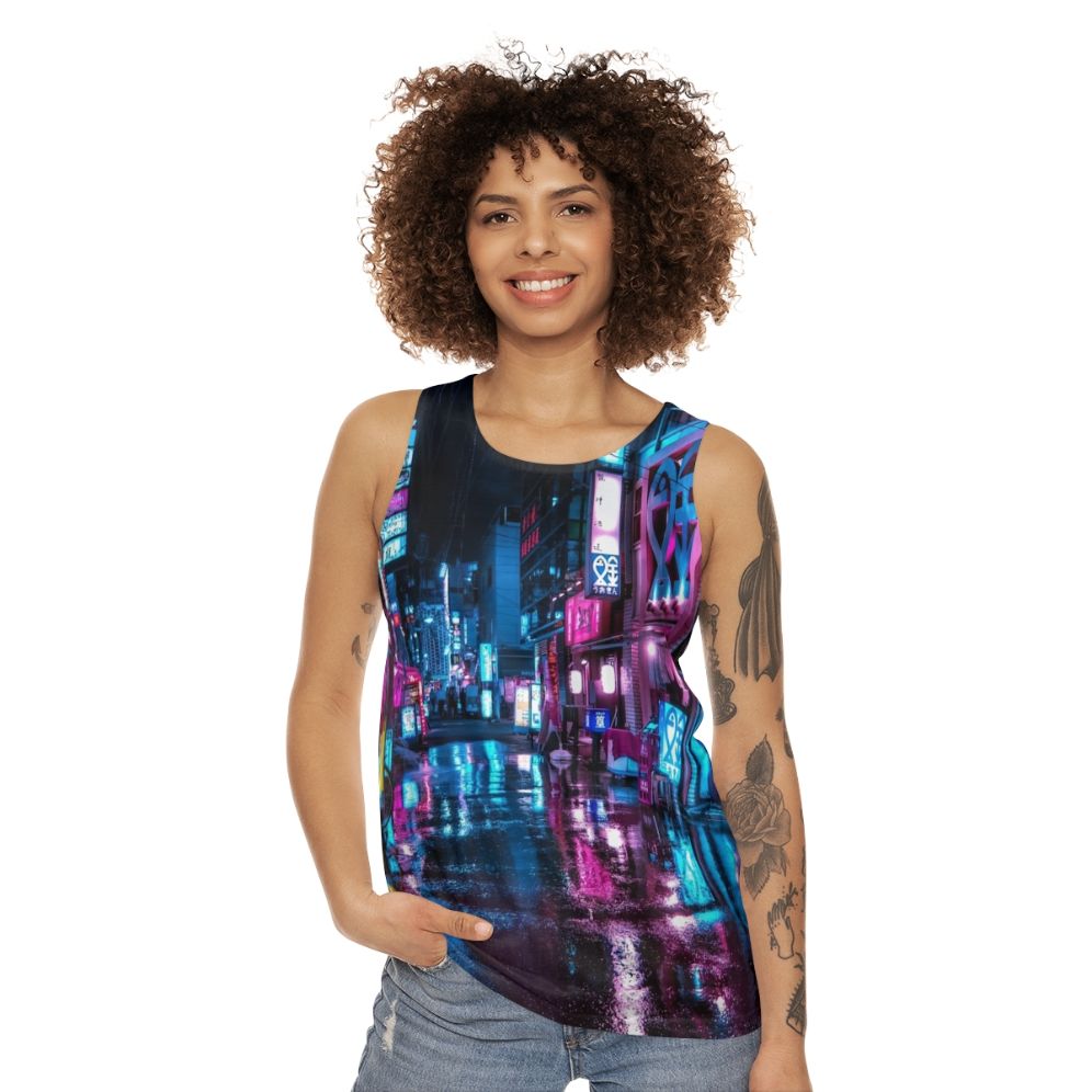 Cyberpunk Tokyo Night Unisex Tank Top - women