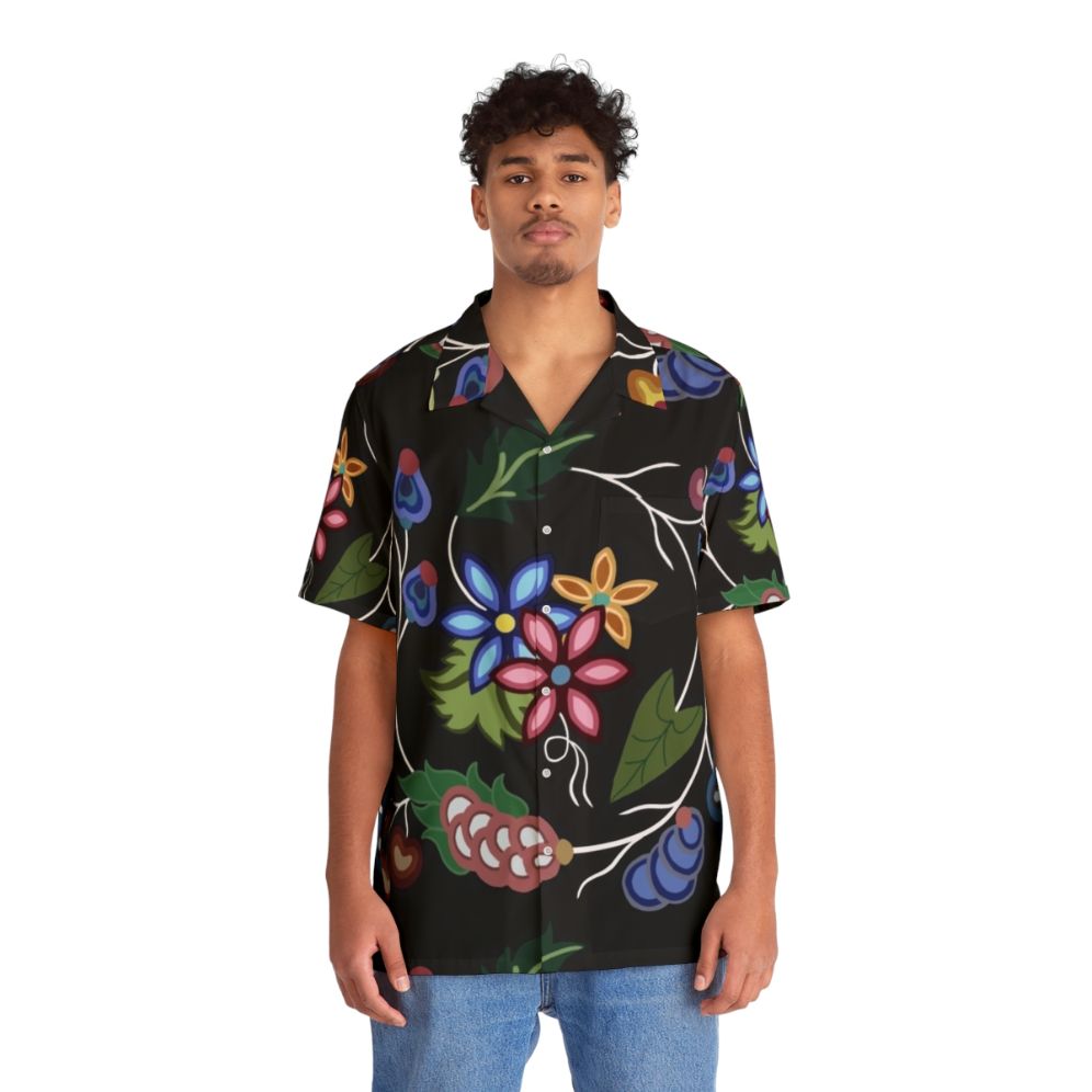 Anishnawbe Hawaiian Shirt with Tropical Floral Patterns - Lifestyle