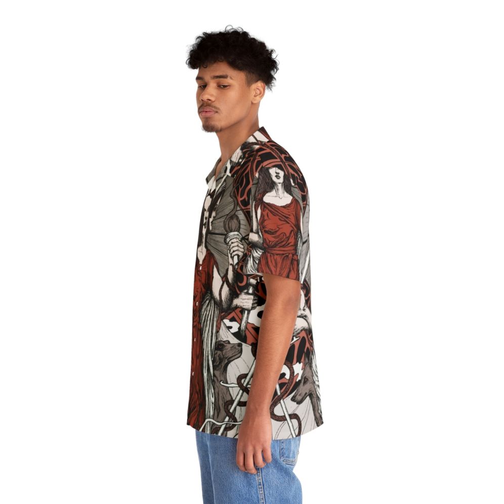 Hecate Gothic Hawaiian Shirt featuring a dark moon goddess design - People Left