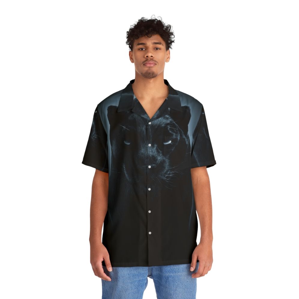 Black Panther Hawaiian Shirt featuring wildlife conservation design - People Front