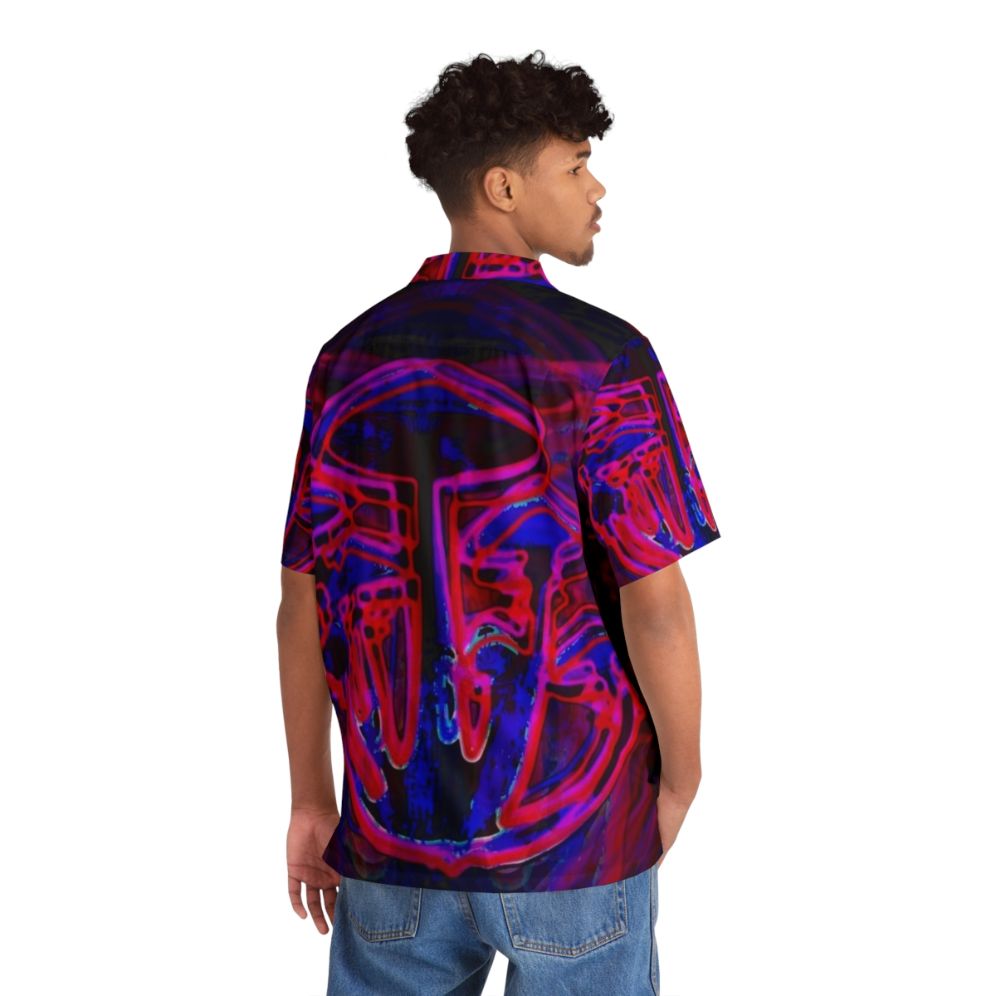 Neon Shrooms Hawaiian Shirt - Glowing Psychedelic Mushroom Rave Wear - People Back