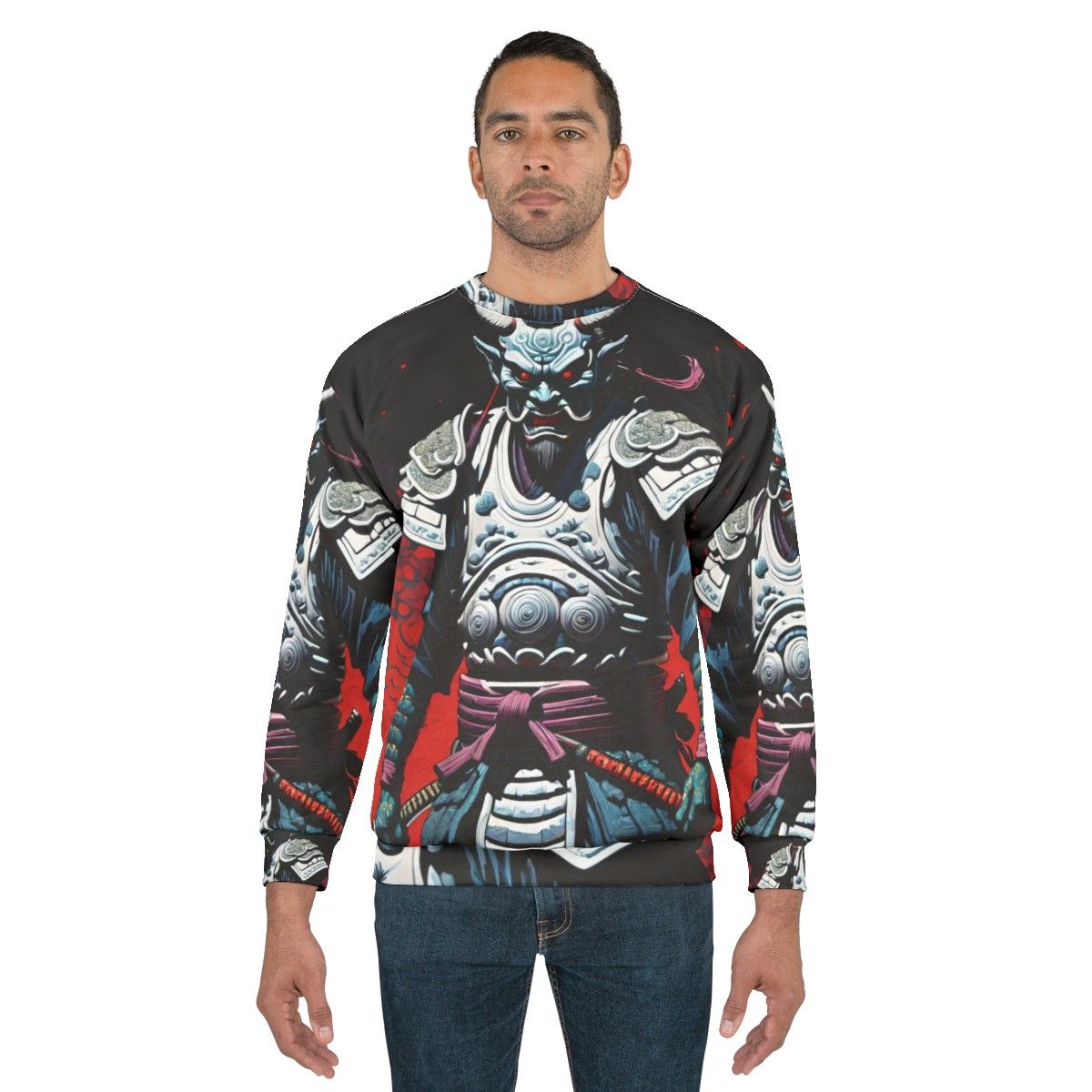 Samurai demon oni anime inspired Japanese warrior sweatshirt - men