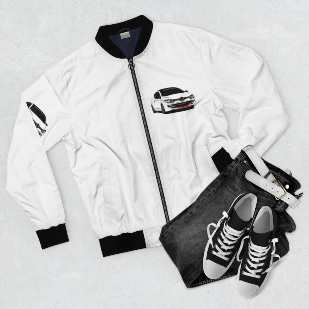 Megane 3 RS Bomber Jacket with Automotive-Inspired Design - Flat lay