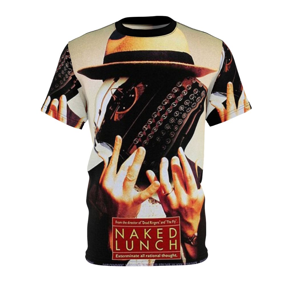 Vintage-style t-shirt featuring a graphic inspired by the classic horror movie "Naked Lunch"