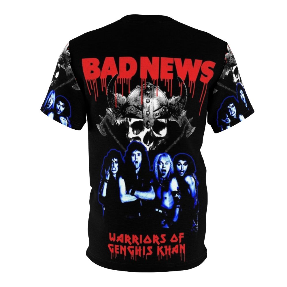 T-shirt featuring a parody design paying homage to the fictional heavy metal band "Bad News" from the British comedy series "The Young Ones" - Back