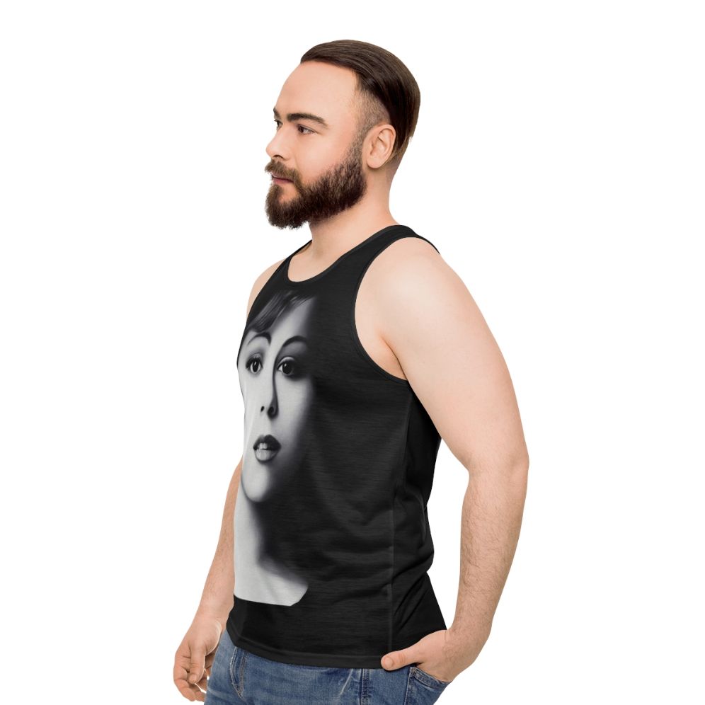 Unisex tank top with an illustrative design of a music legend from the 1990s - men side