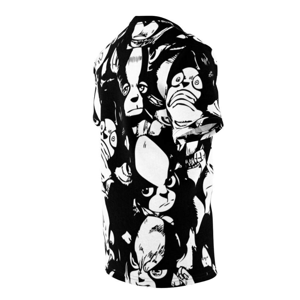 Anime-inspired t-shirt featuring the character Iggy from the popular anime series JoJo's Bizarre Adventure. - men right