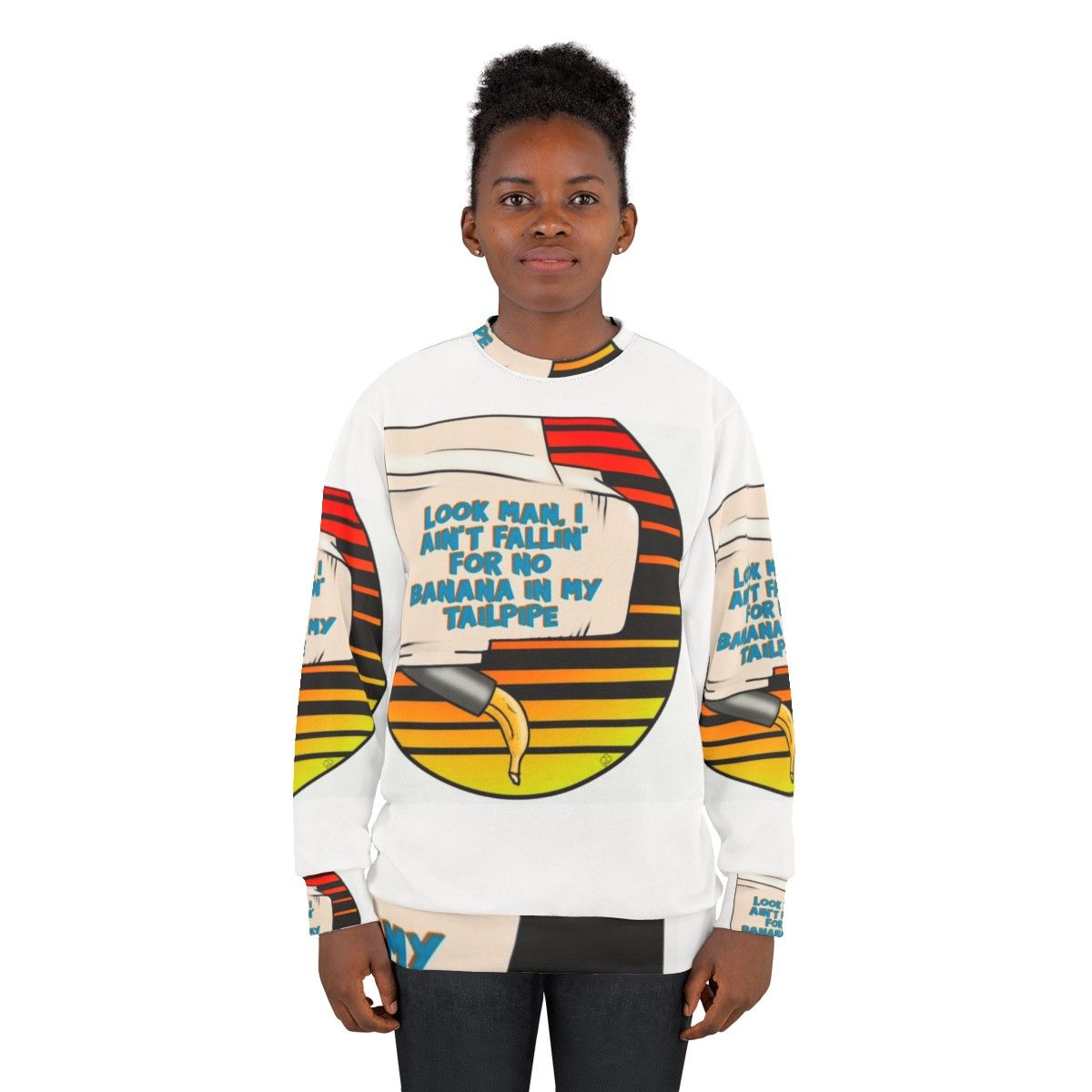 Retro 80s "Banana in My Tailpipe" movie quote sweatshirt - women