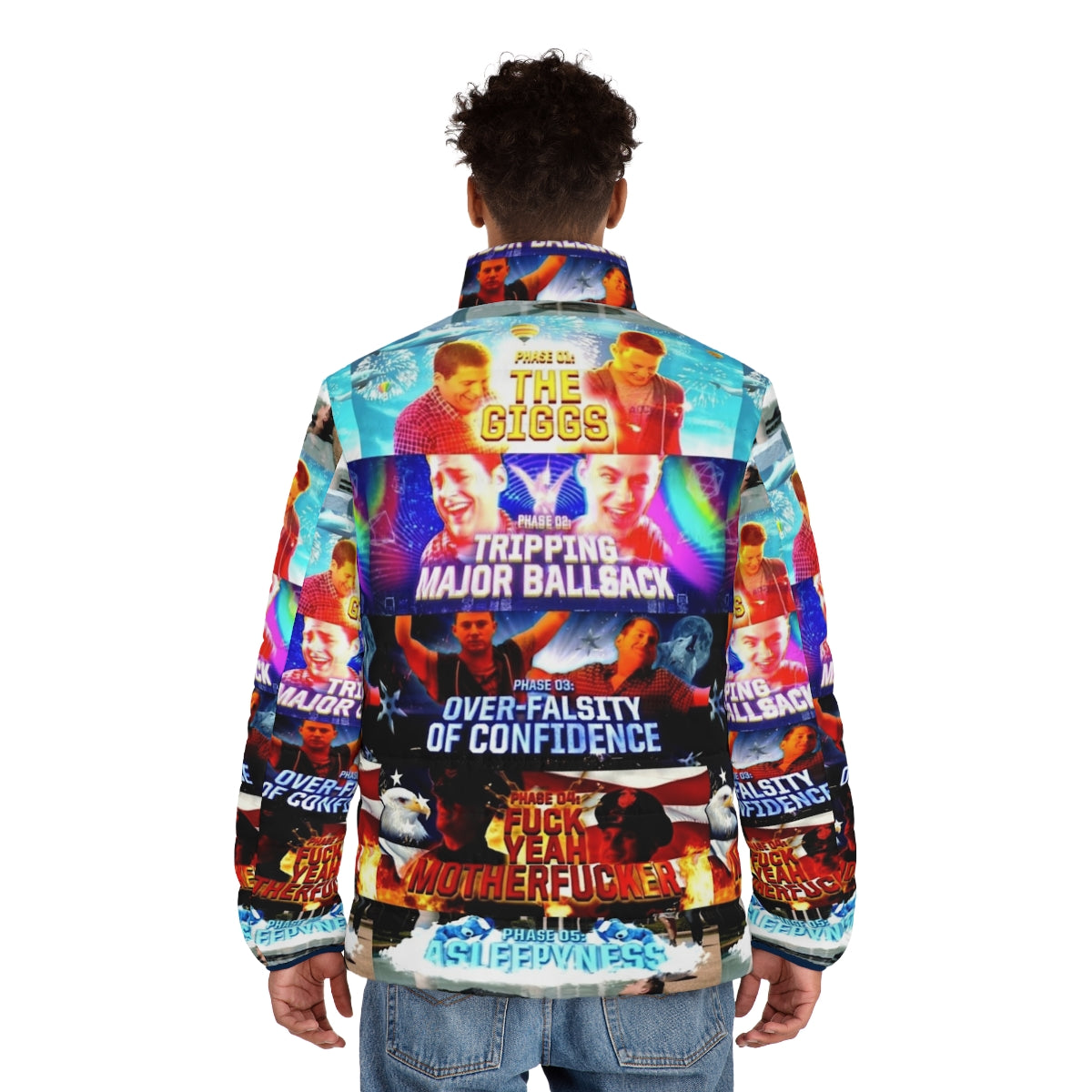 21 Jump Street inspired puffer jacket for high fashion pot culture - men back