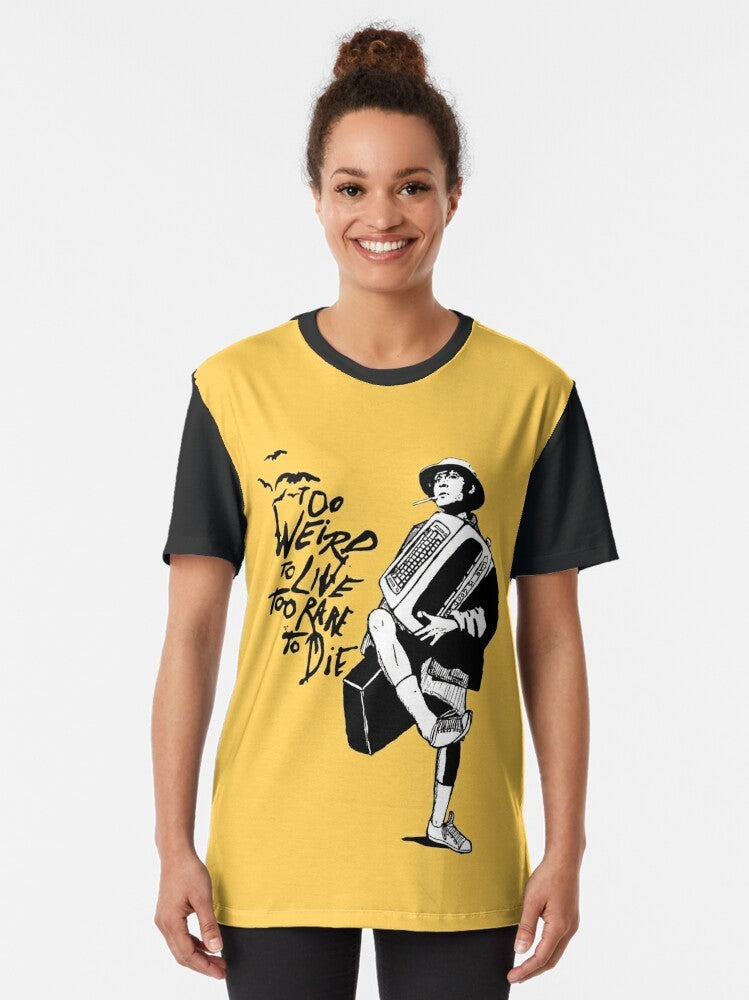 Graphic t-shirt featuring the iconic imagery from the cult classic film "Fear and Loathing in Las Vegas" directed by Terry Gilliam and starring Johnny Depp. - Women